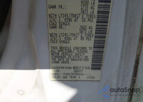 2016 Nissan Nv Cargo Nv2500 Hd Sv V6 из США, поврежденный, VIN 1N6BF0KYXGN802236